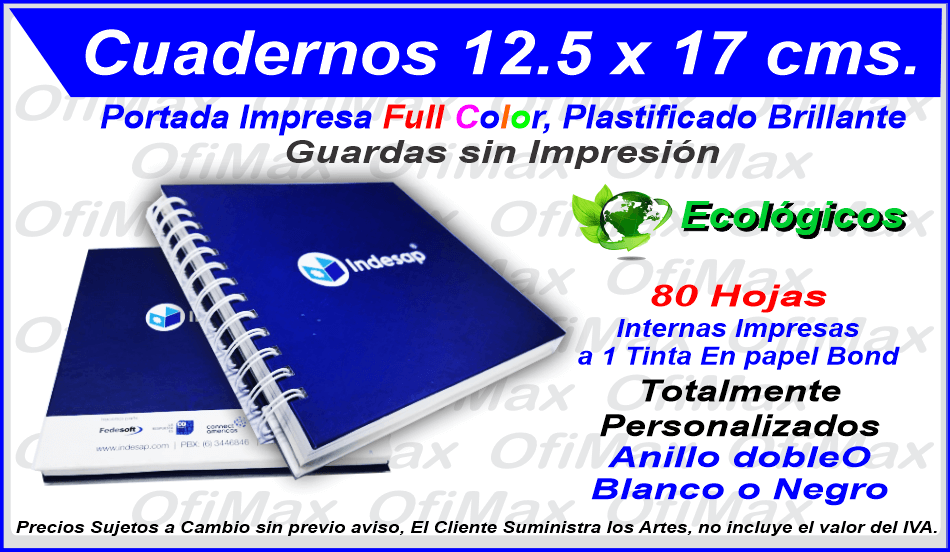 cuadernos publicitarios para empresas 12x17 , bogota, colombia